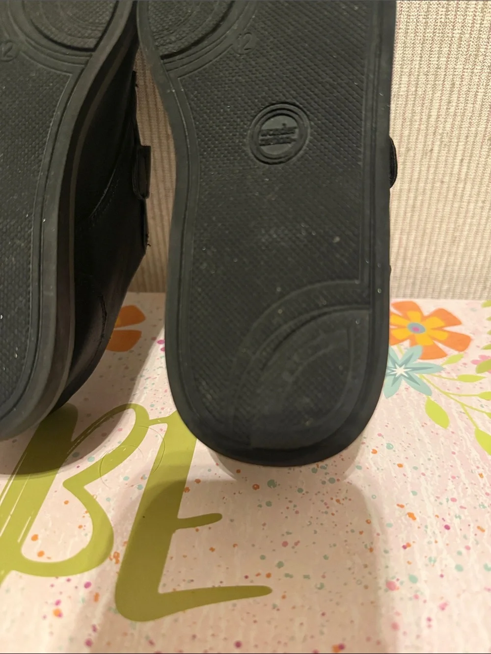 Kids Black Velcro Slip-On shoes